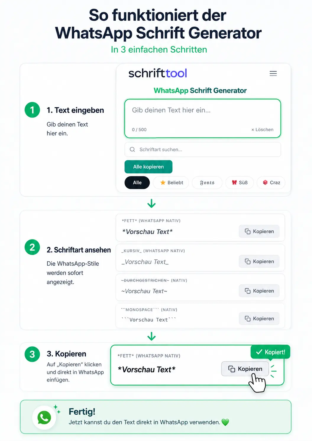 WhatsApp Schrift Generator Schritt-für-Schritt Anleitung